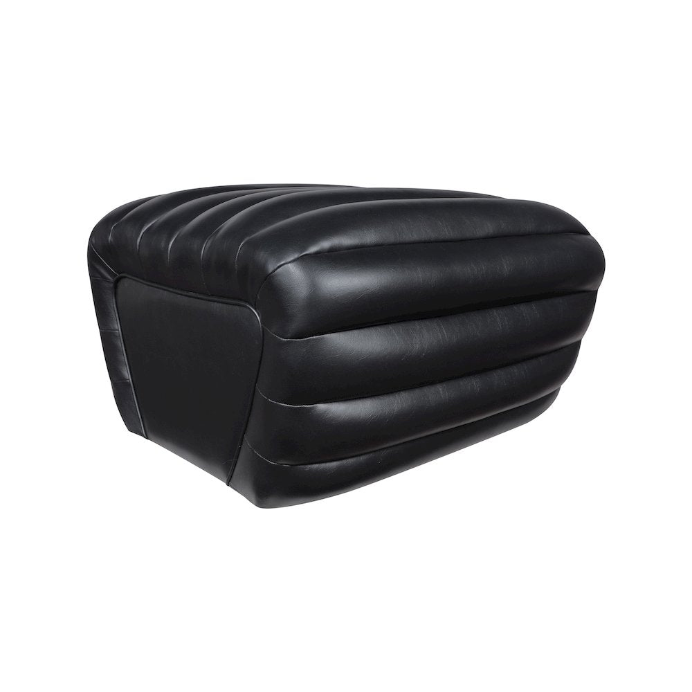 Vega Black Vegan Leather Ottoman