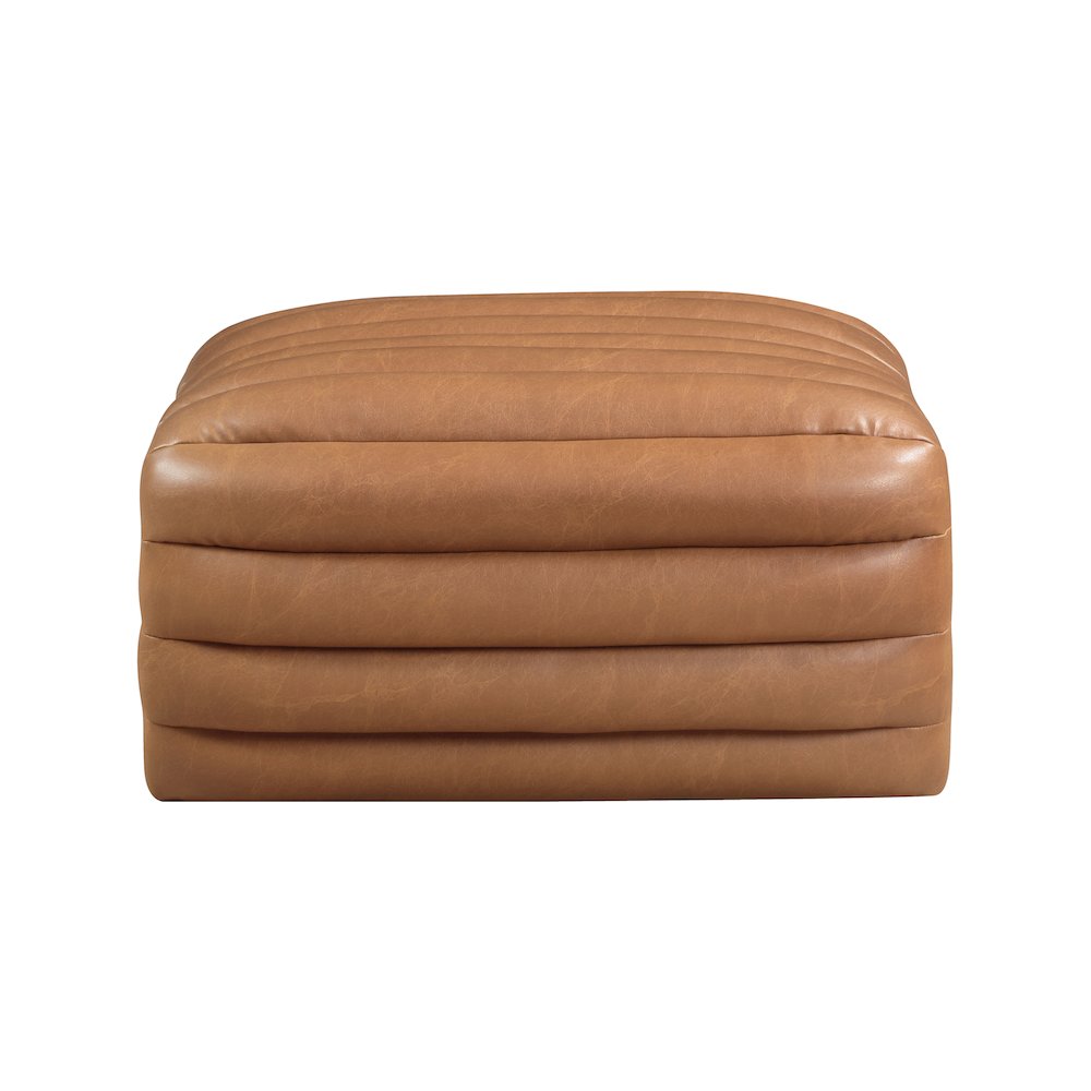 Vega Cognac Vegan Leather Ottoman