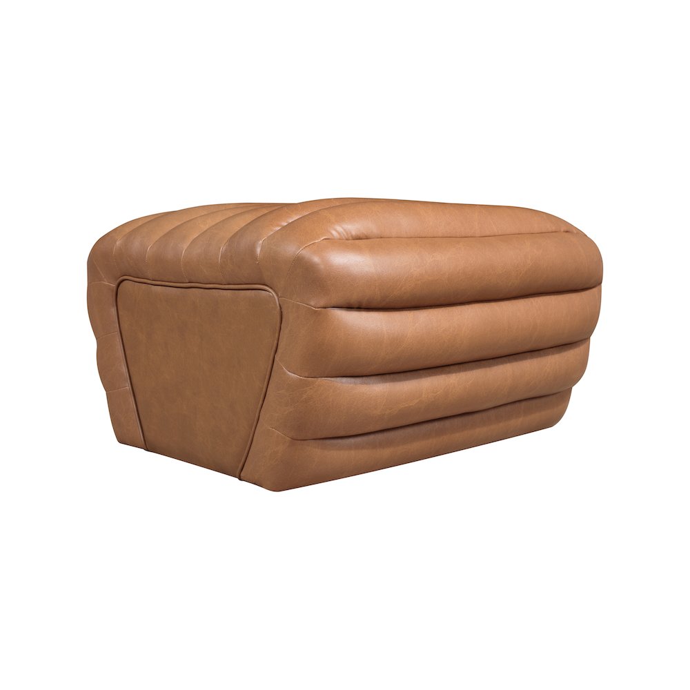 Vega Cognac Vegan Leather Ottoman
