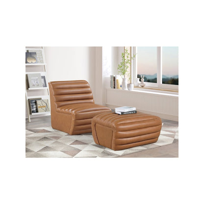 Vega Cognac Vegan Leather Ottoman