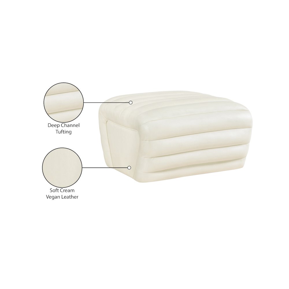 Vega Cream Vegan Leather Ottoman