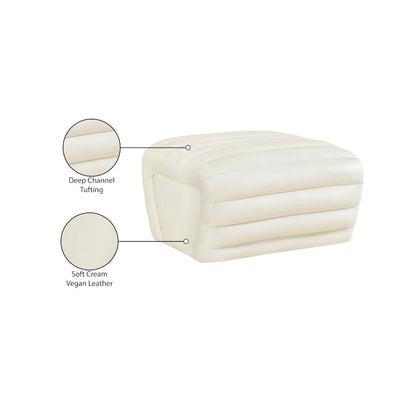 Vega Cream Vegan Leather Ottoman