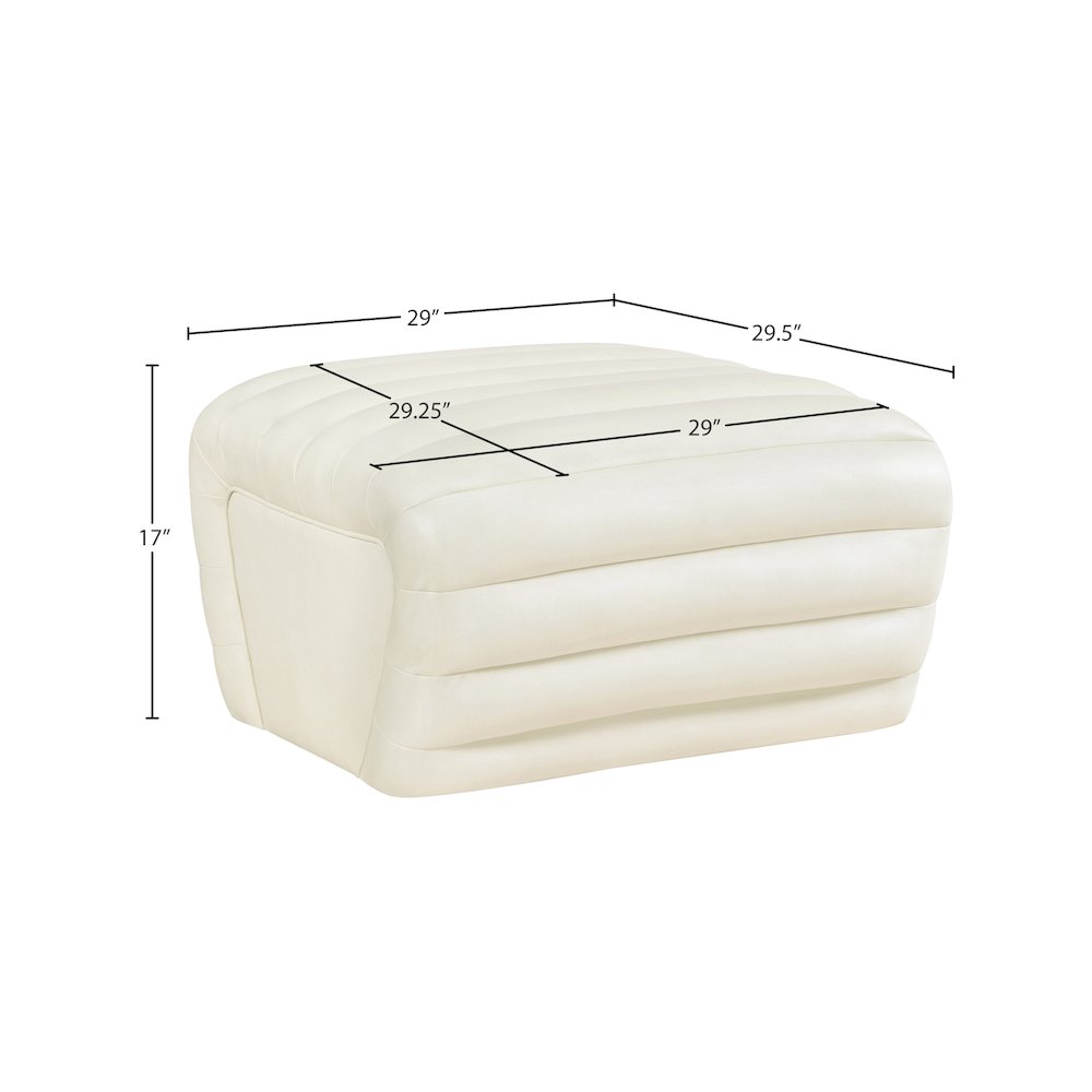 Vega Cream Vegan Leather Ottoman