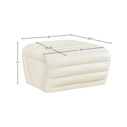 Vega Cream Vegan Leather Ottoman