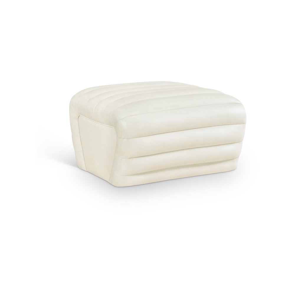 Vega Cream Vegan Leather Ottoman