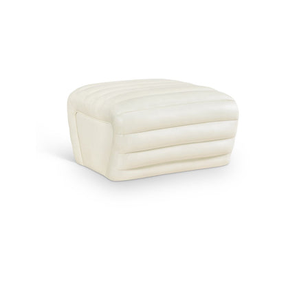 Vega Cream Vegan Leather Ottoman