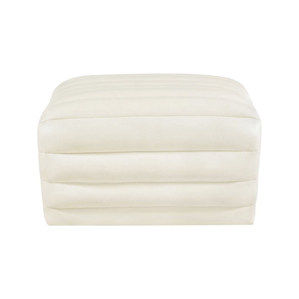 Vega Cream Vegan Leather Ottoman