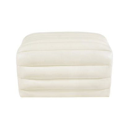 Vega Cream Vegan Leather Ottoman
