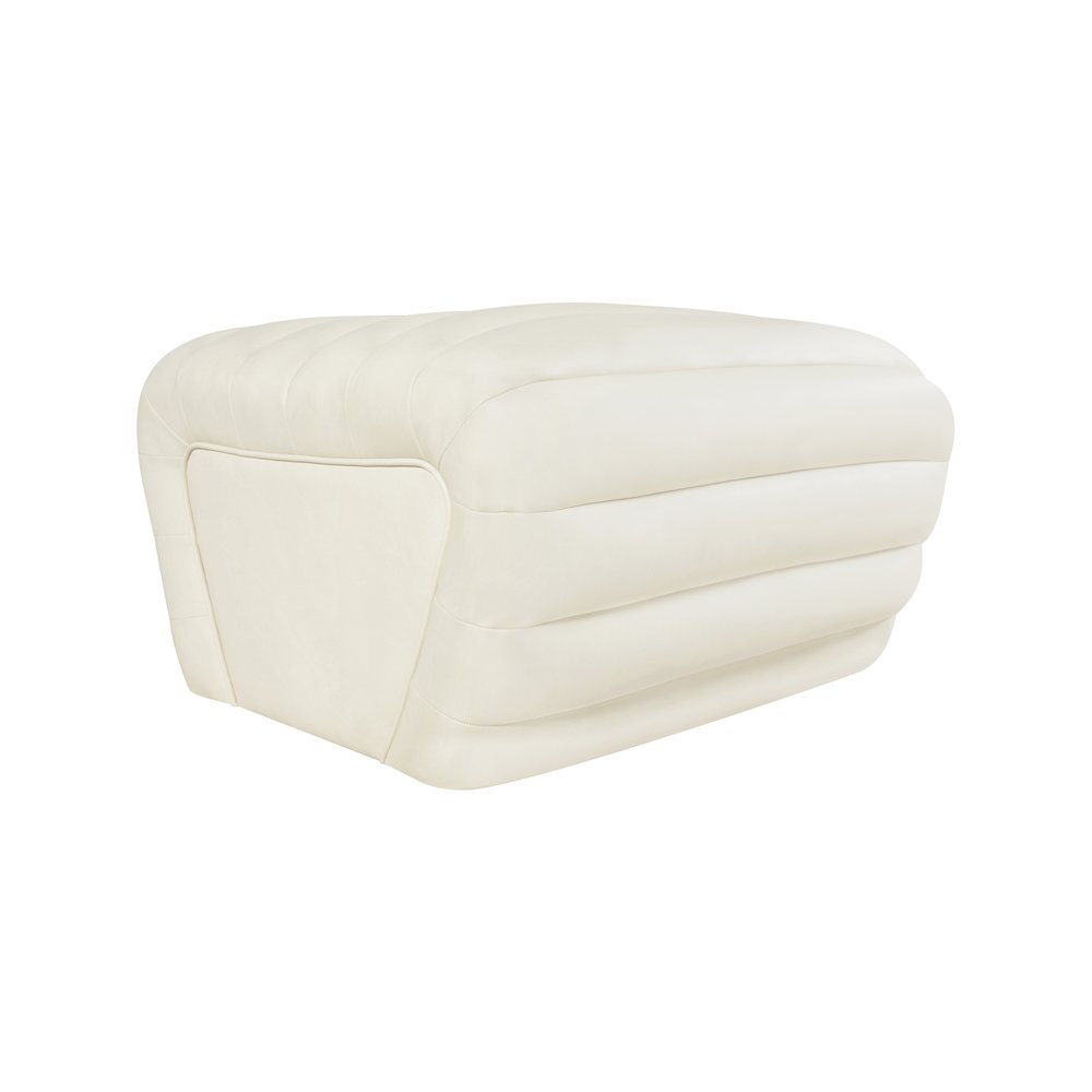 Vega Cream Vegan Leather Ottoman