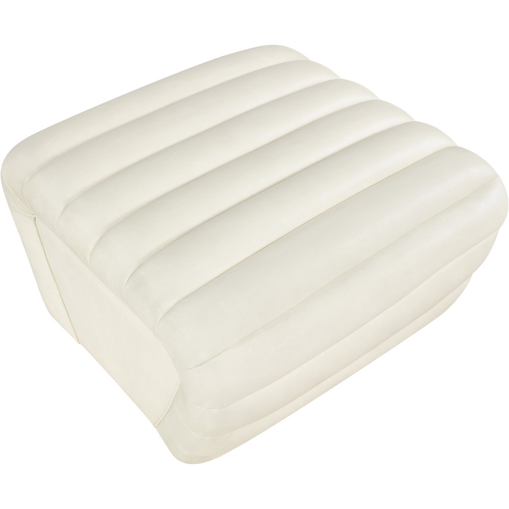 Vega Cream Vegan Leather Ottoman