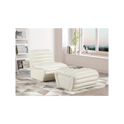Vega Cream Vegan Leather Ottoman
