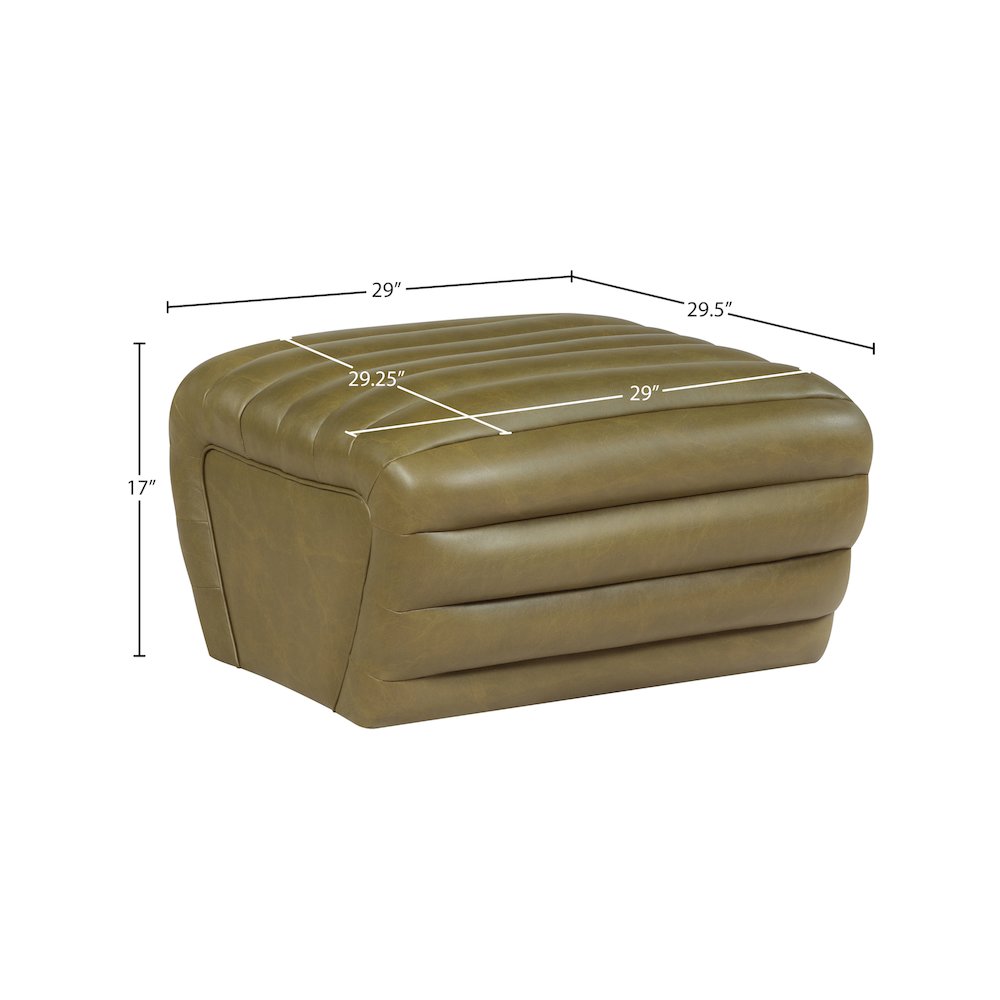 Vega Olive Vegan Leather Ottoman