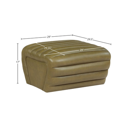 Vega Olive Vegan Leather Ottoman