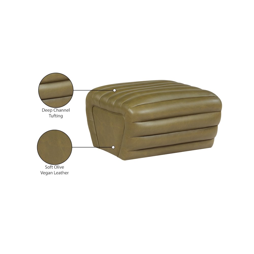 Vega Olive Vegan Leather Ottoman