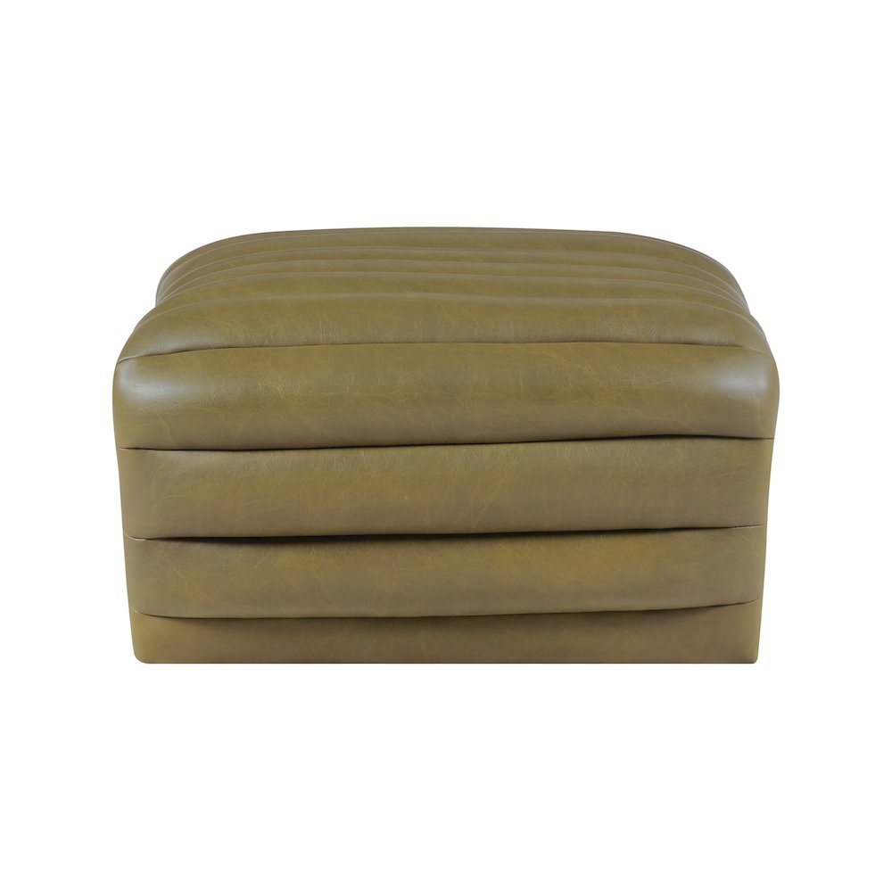 Vega Olive Vegan Leather Ottoman