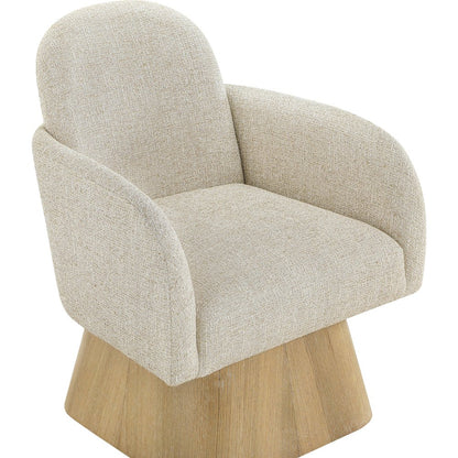 Marlowe Beige Linen Textured Fabric Upholstered Swivel Accent Chair