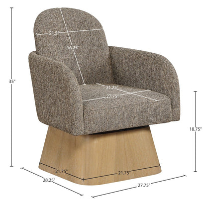 Marlowe Brown Linen Textured Fabric Upholstered Swivel Accent Chair