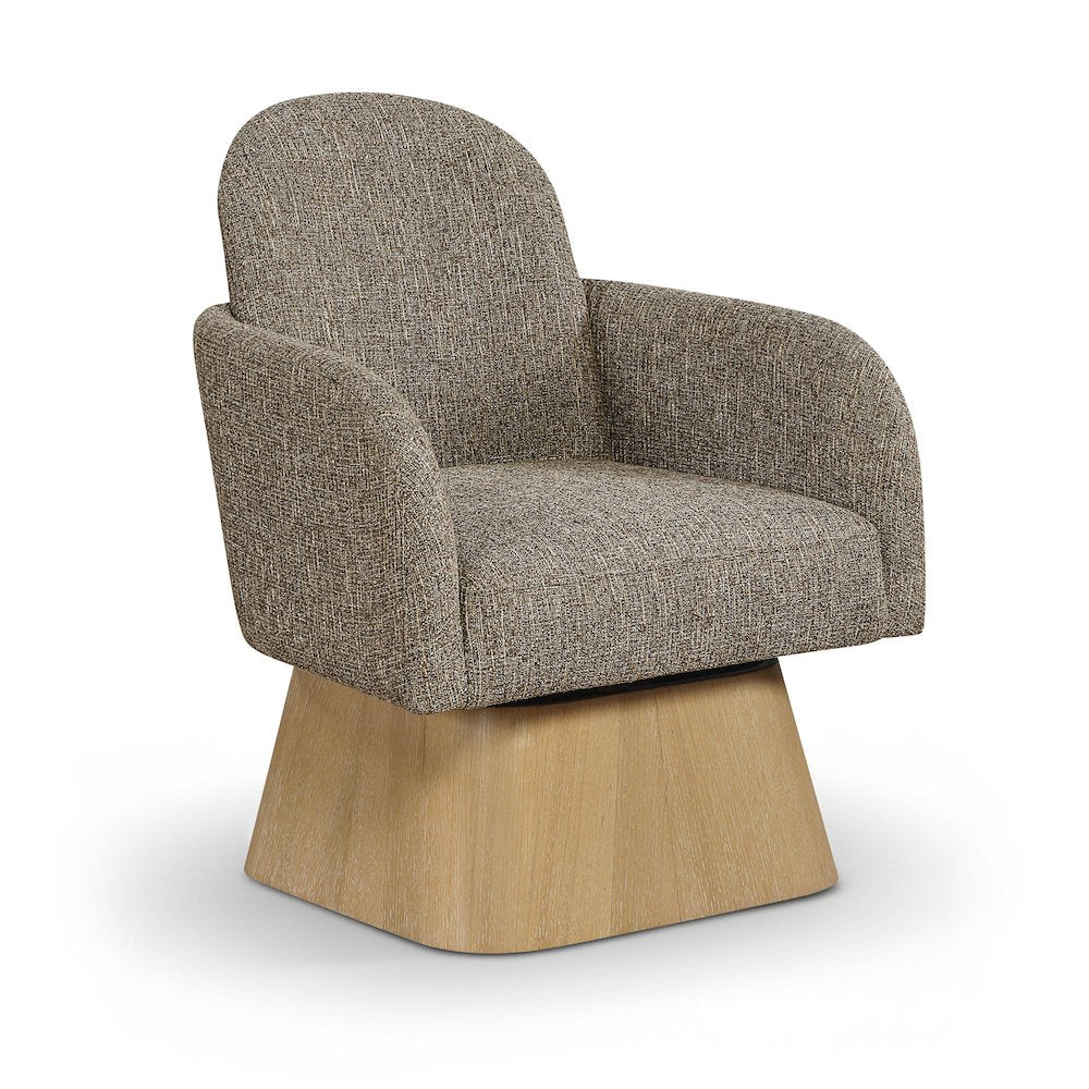 Marlowe Brown Linen Textured Fabric Upholstered Swivel Accent Chair