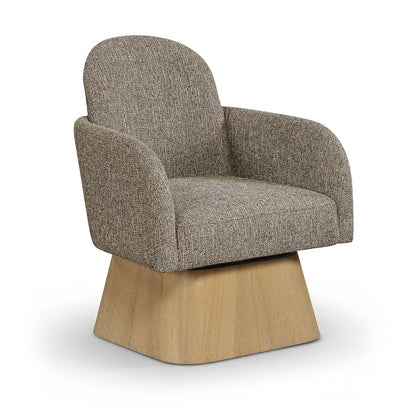 Marlowe Brown Linen Textured Fabric Upholstered Swivel Accent Chair