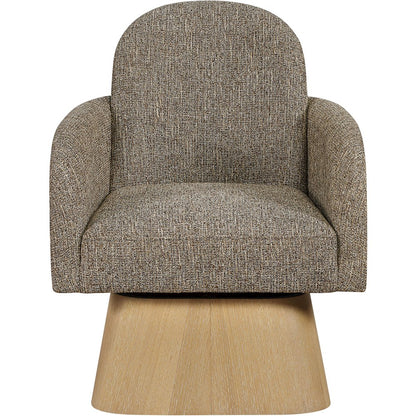 Marlowe Brown Linen Textured Fabric Upholstered Swivel Accent Chair