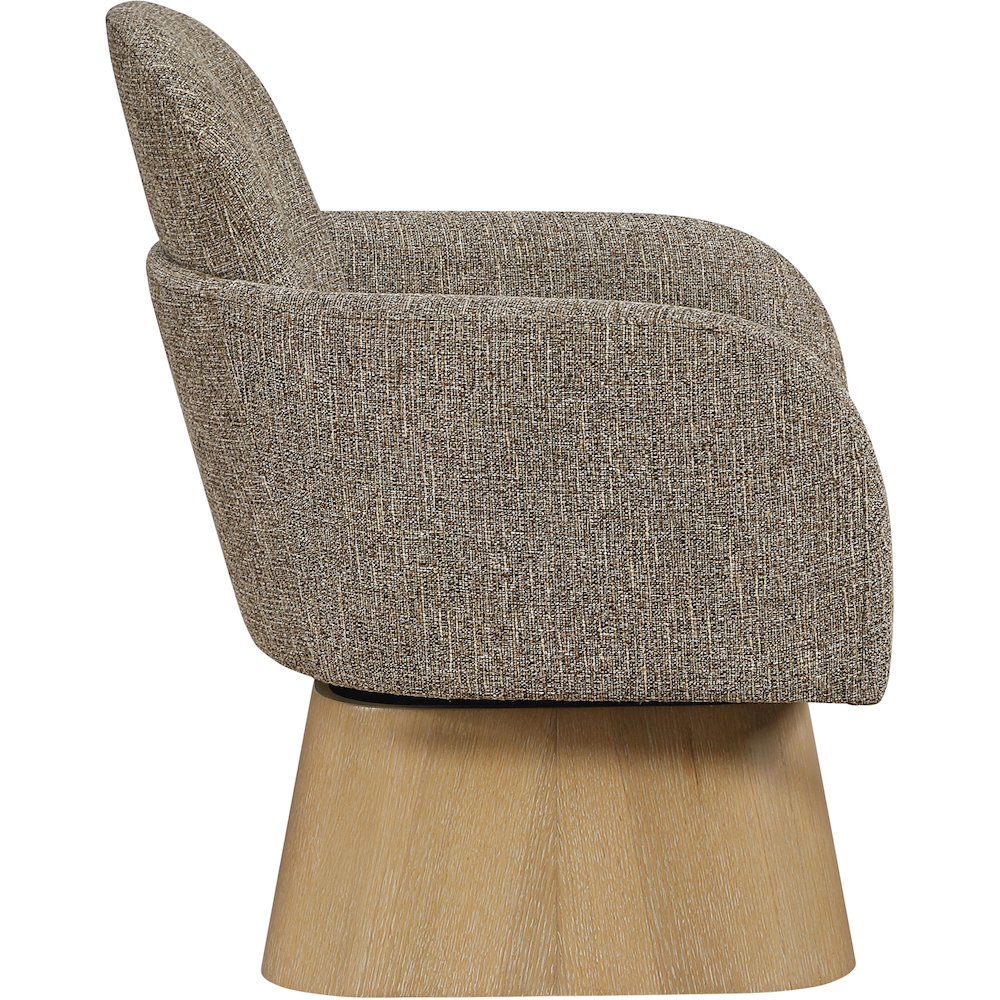 Marlowe Brown Linen Textured Fabric Upholstered Swivel Accent Chair