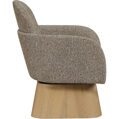 Marlowe Brown Linen Textured Fabric Upholstered Swivel Accent Chair