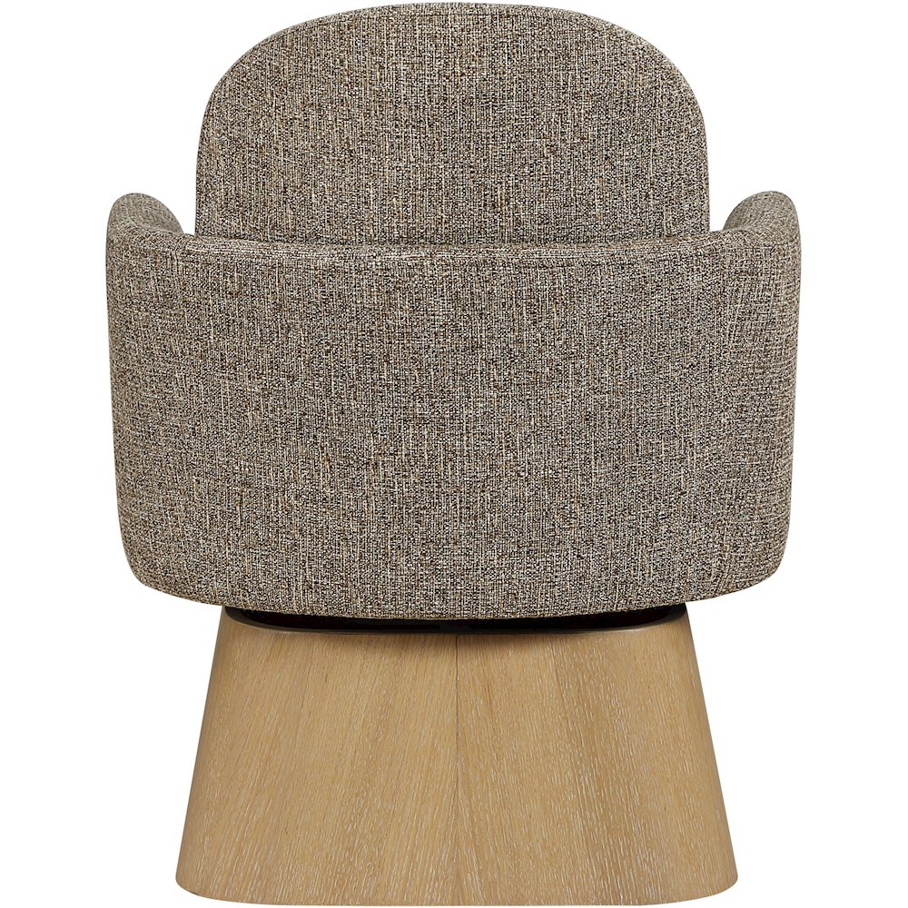 Marlowe Brown Linen Textured Fabric Upholstered Swivel Accent Chair