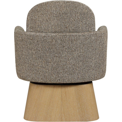 Marlowe Brown Linen Textured Fabric Upholstered Swivel Accent Chair