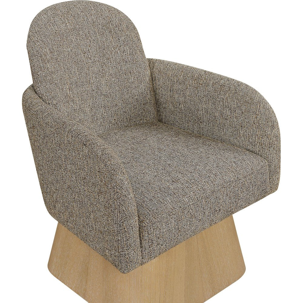 Marlowe Brown Linen Textured Fabric Upholstered Swivel Accent Chair
