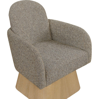 Marlowe Brown Linen Textured Fabric Upholstered Swivel Accent Chair