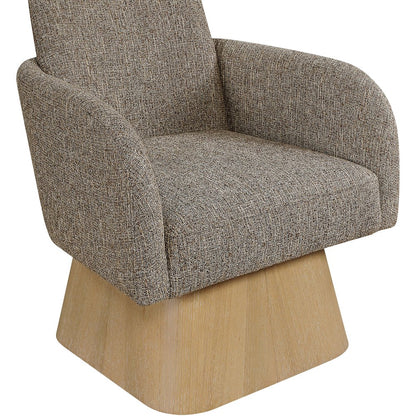 Marlowe Brown Linen Textured Fabric Upholstered Swivel Accent Chair