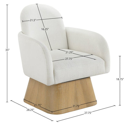 Marlowe Cream Linen Textured Fabric Upholstered Swivel Accent Chair