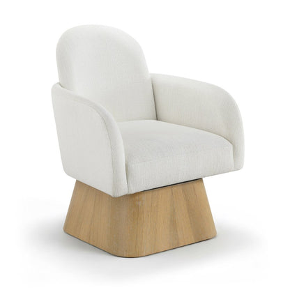 Marlowe Cream Linen Textured Fabric Upholstered Swivel Accent Chair