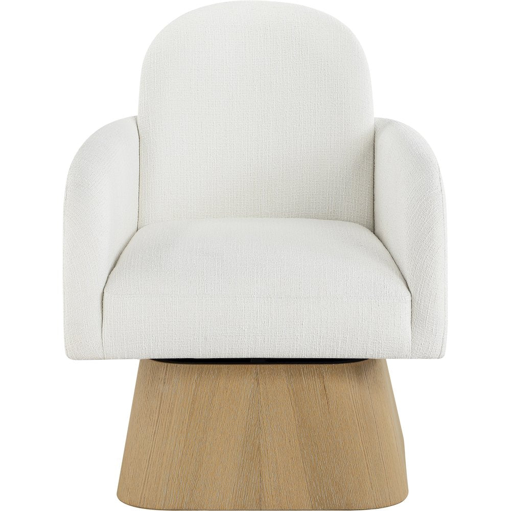 Marlowe Cream Linen Textured Fabric Upholstered Swivel Accent Chair