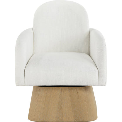 Marlowe Cream Linen Textured Fabric Upholstered Swivel Accent Chair