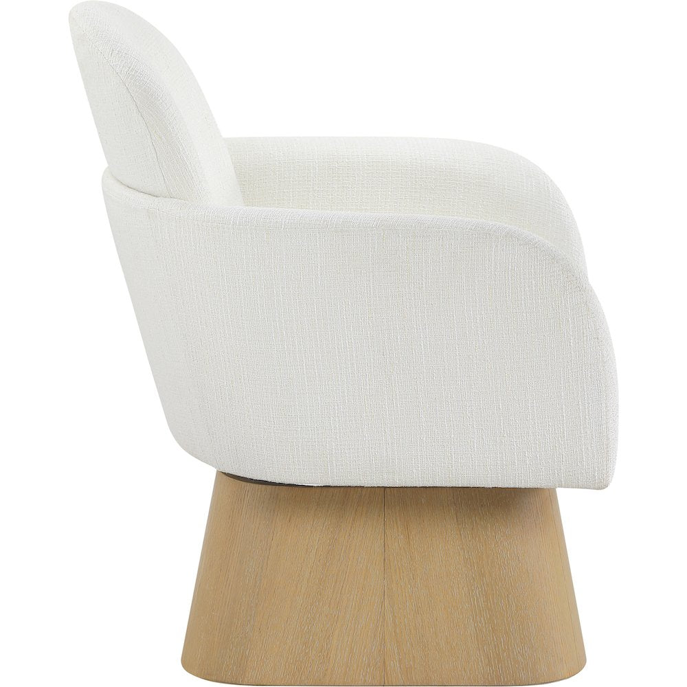 Marlowe Cream Linen Textured Fabric Upholstered Swivel Accent Chair