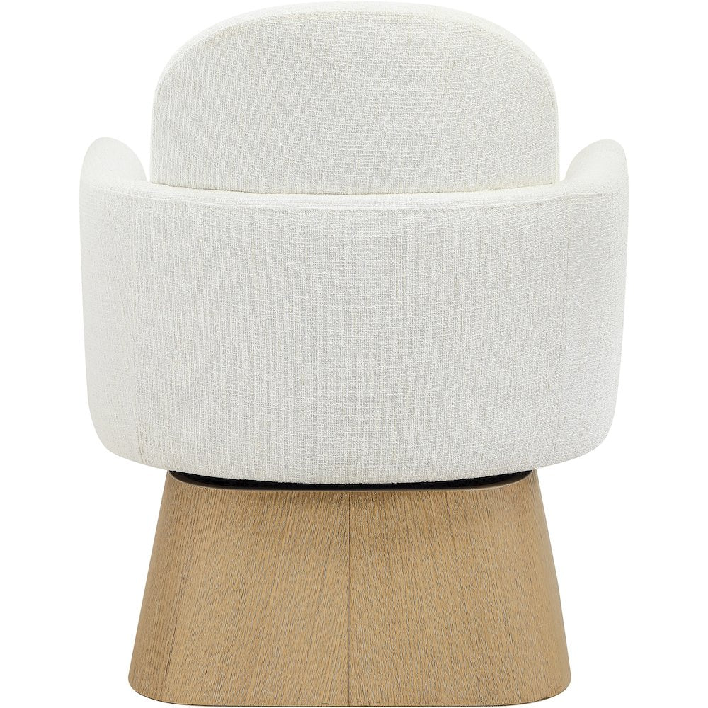 Marlowe Cream Linen Textured Fabric Upholstered Swivel Accent Chair
