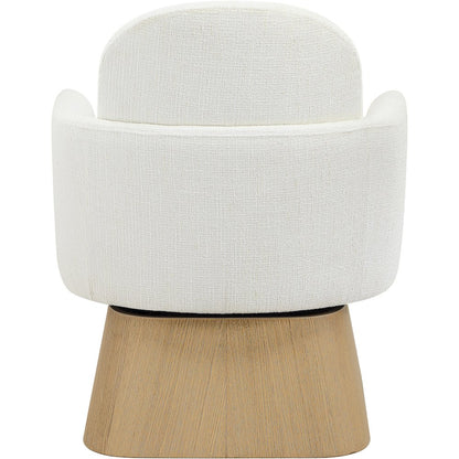 Marlowe Cream Linen Textured Fabric Upholstered Swivel Accent Chair