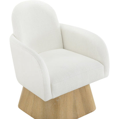 Marlowe Cream Linen Textured Fabric Upholstered Swivel Accent Chair