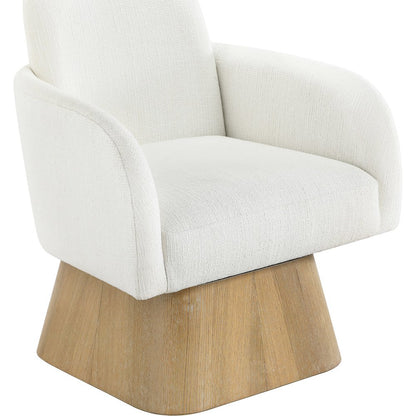 Marlowe Cream Linen Textured Fabric Upholstered Swivel Accent Chair