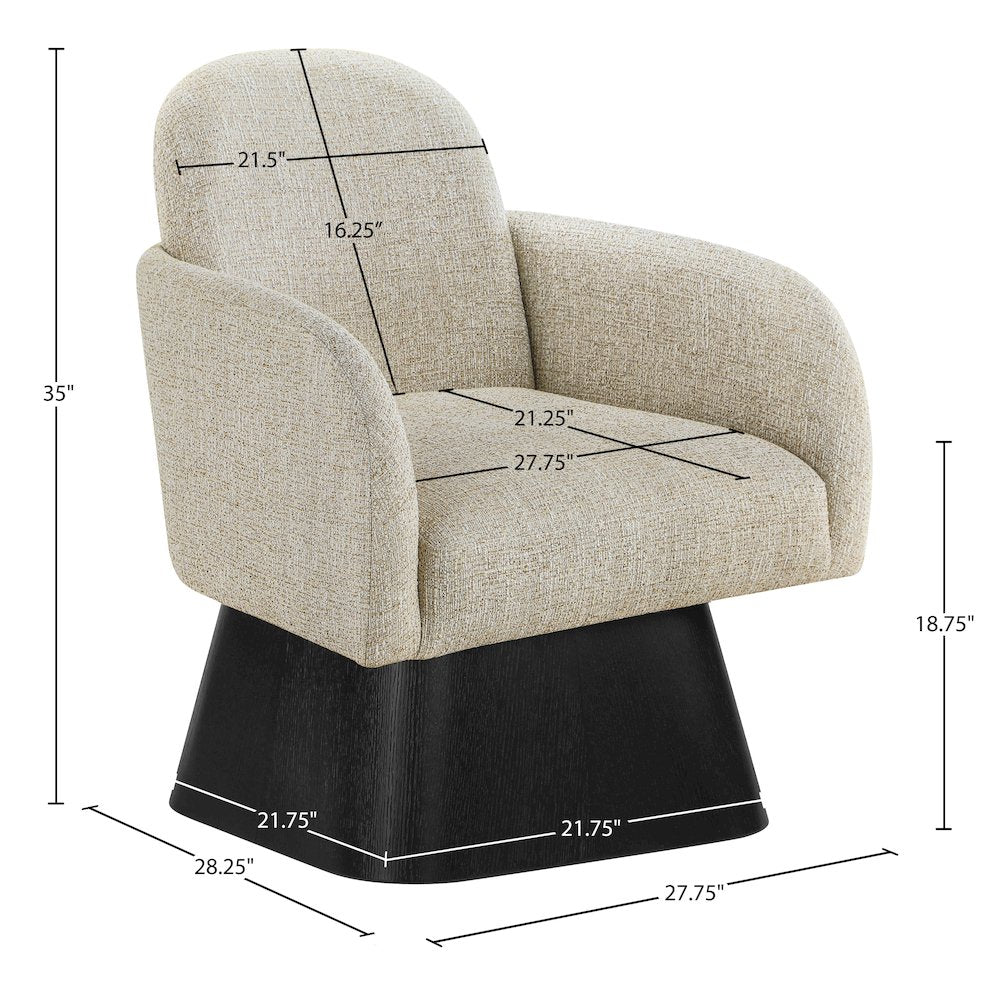 Marlowe Beige Linen Textured Fabric Upholstered Swivel Accent Chair