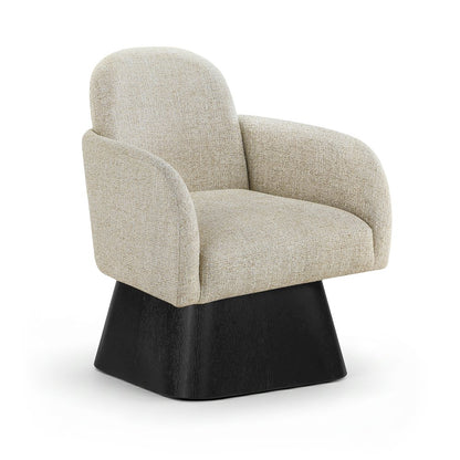 Marlowe Beige Linen Textured Fabric Upholstered Swivel Accent Chair