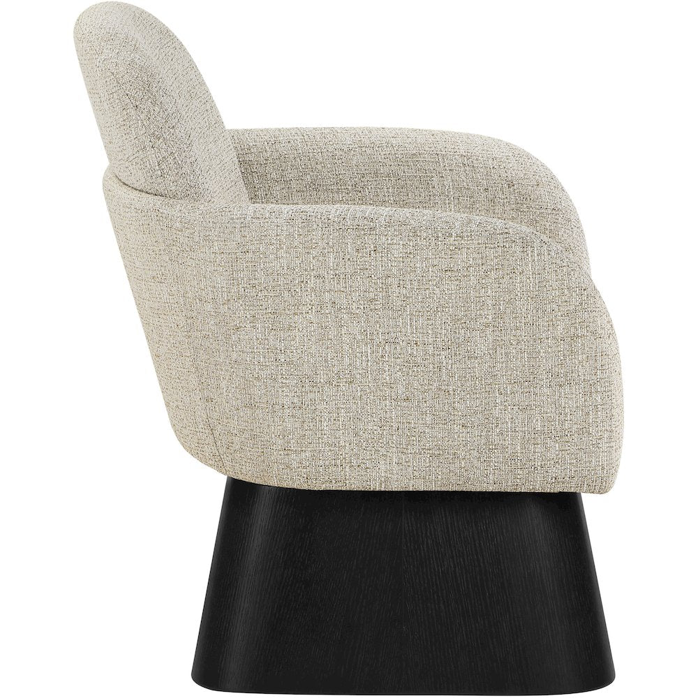 Marlowe Beige Linen Textured Fabric Upholstered Swivel Accent Chair