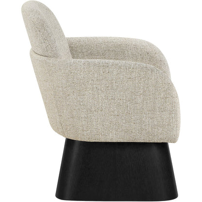 Marlowe Beige Linen Textured Fabric Upholstered Swivel Accent Chair