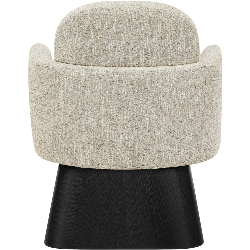 Marlowe Beige Linen Textured Fabric Upholstered Swivel Accent Chair