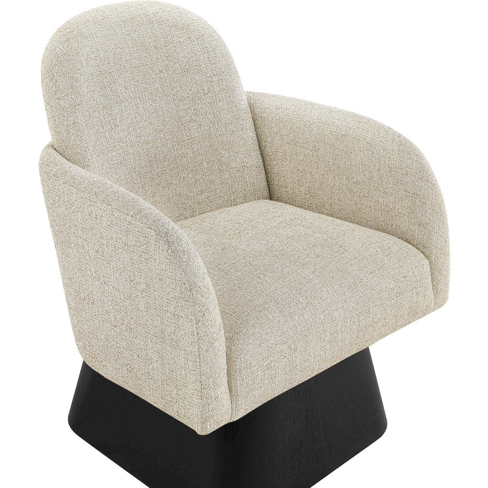 Marlowe Beige Linen Textured Fabric Upholstered Swivel Accent Chair