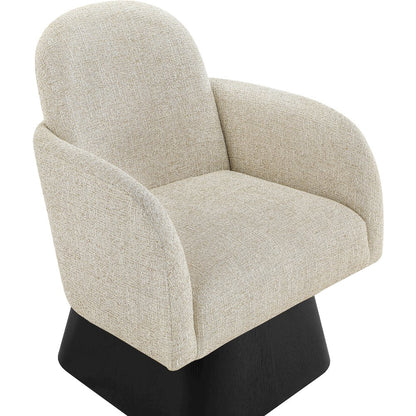 Marlowe Beige Linen Textured Fabric Upholstered Swivel Accent Chair