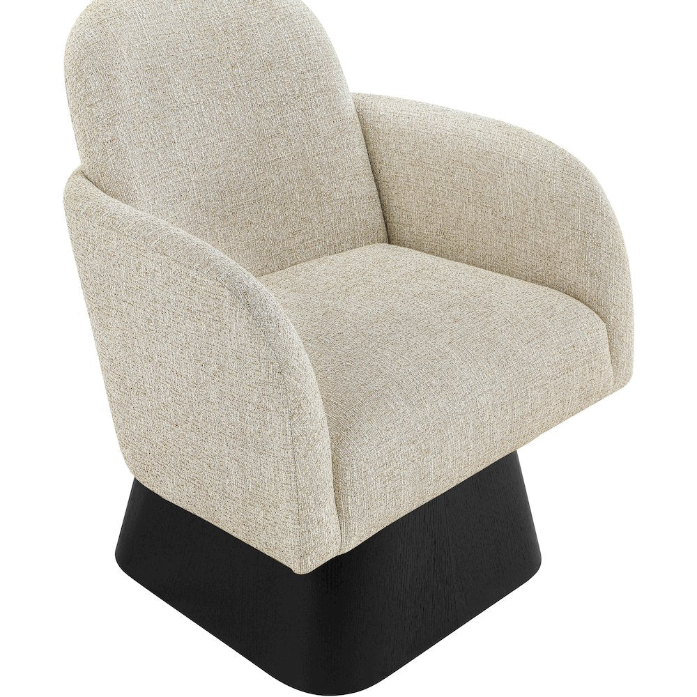 Marlowe Beige Linen Textured Fabric Upholstered Swivel Accent Chair