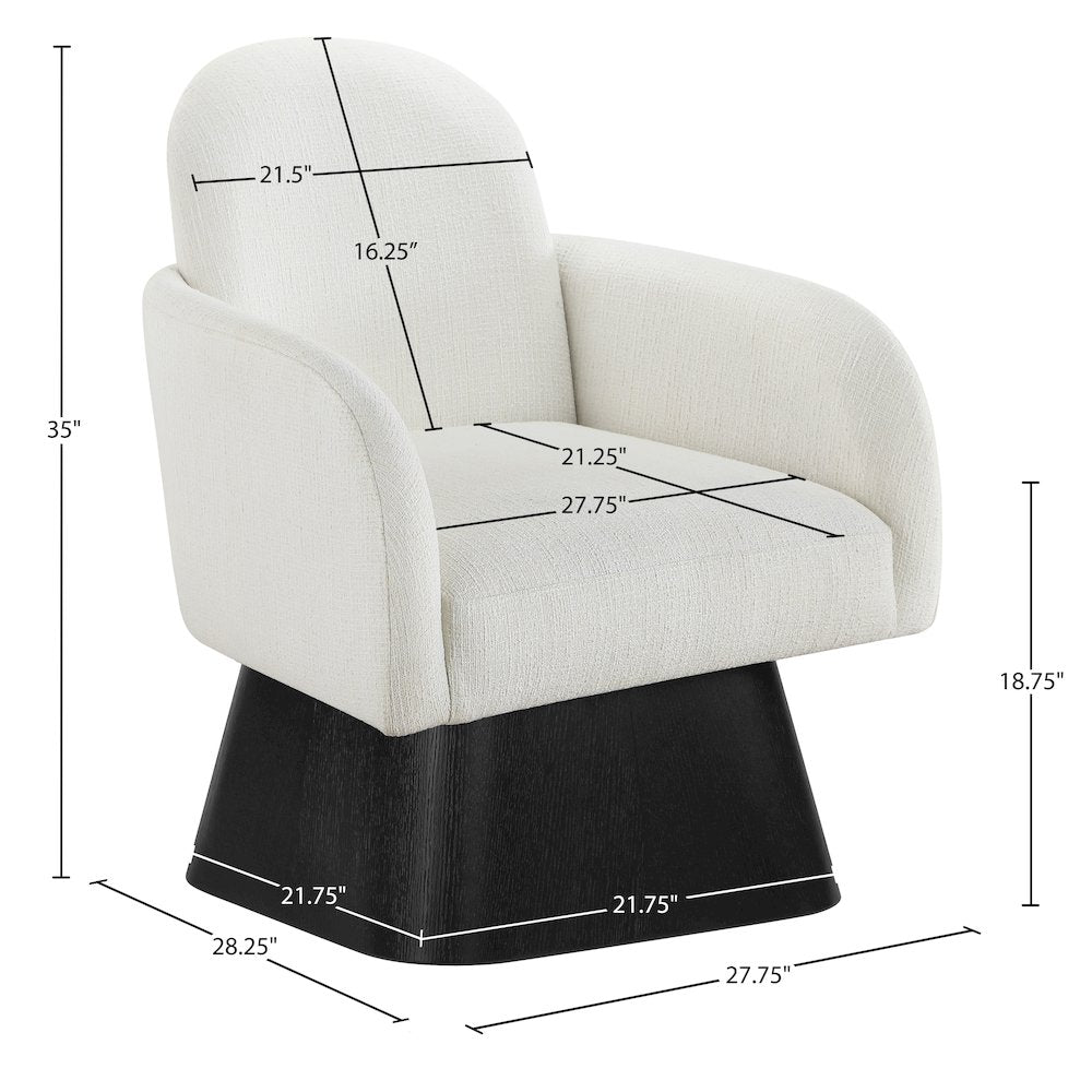 Marlowe Cream Linen Textured Fabric Upholstered Swivel Accent Chair