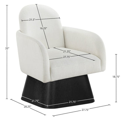 Marlowe Cream Linen Textured Fabric Upholstered Swivel Accent Chair